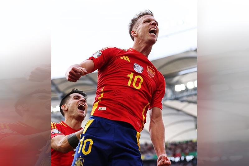 Dani Olmo abriu o placar na vitória da Espanha (Foto: @euro2024/Instagram)