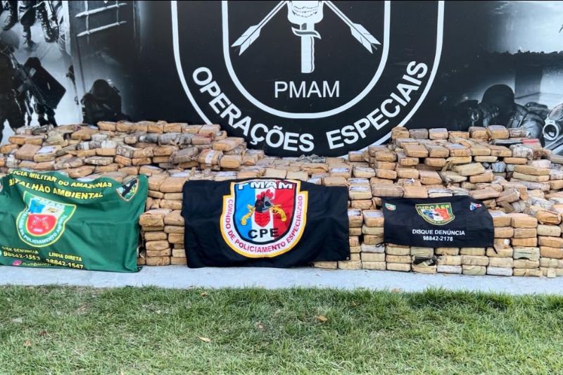 Maconha apreendida no Amazonas: quantidade é uma das maiores registradas no estado (Foto: PMAM/Divulgação)