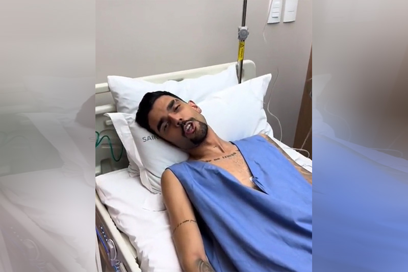 Cantor Luan Pereira no hospital: susto em Barretos (Imagem: TikTok/Reprodução)