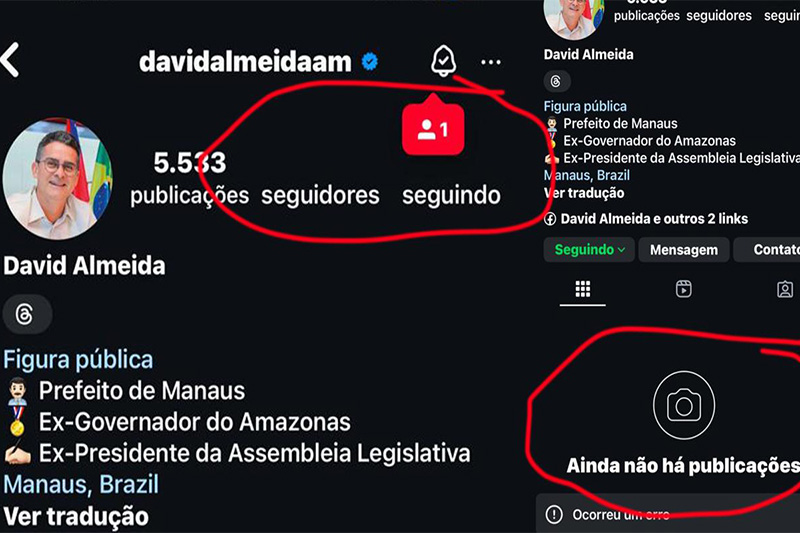 Conta de David Almeida foi retirada do ar no Instagram por hacker (Imagem: Instagram)