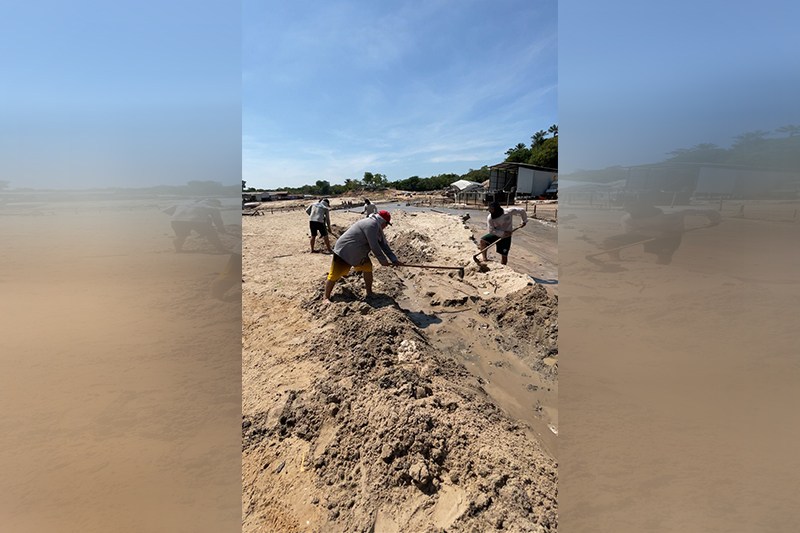 Servidores do Inpa tentaram desobstruir canal com enxadas para permitir passagem da água (Imagem: YouTube)