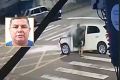Momento em que o suspeito agride Paulo Onça (Imagem: Divulgação/redes sociais e PC-AM)