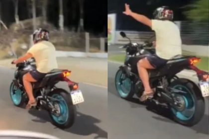 Momento em que Elton pilotava a motocicleta (Imagem: Divulgação/redes sociais)