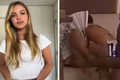 Atriz Júlia Gomes gravou vídeo para negar beijo em Luciana Gimenez (Imagens: YouTube e Instagram)