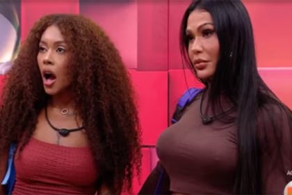 Giovanna reagiu com espanto ao ser eliminada do BBB 25; Gracyanne se manteve no reality (Imagem: Gshow/YouTube)