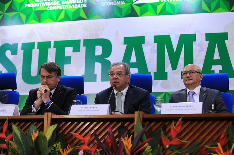 Bolsonaro e Paulo Guedes na Suframa