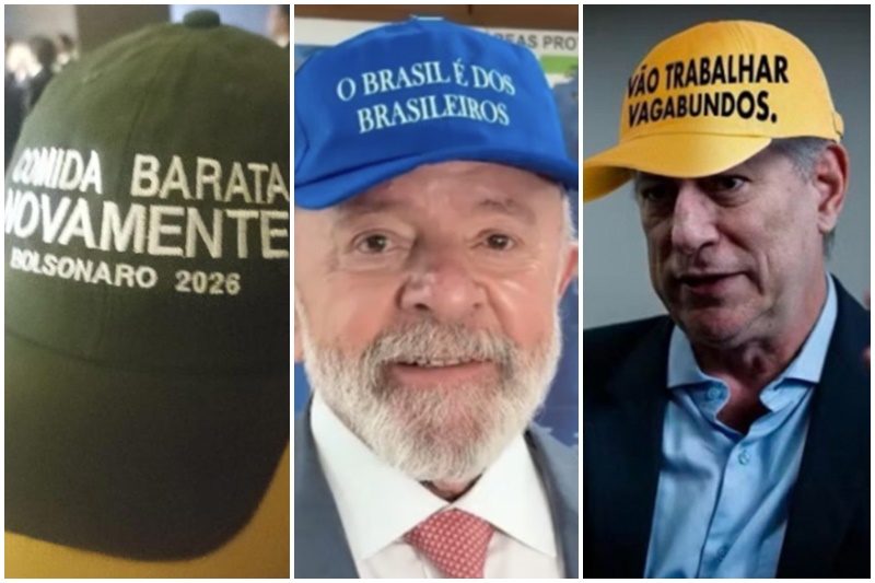 Bonés com frases de feito: comunicação em bolsonarês e politiquês (Fotos: Divulgação)