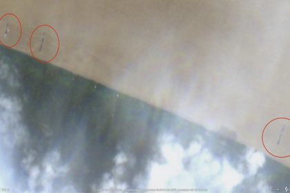 Imagem de satélite mostra balsas em pontos do Rio Madeira. Greenpeace alerta sobre garimpos ilegais (Foto: Greenpeace/Divulgação)