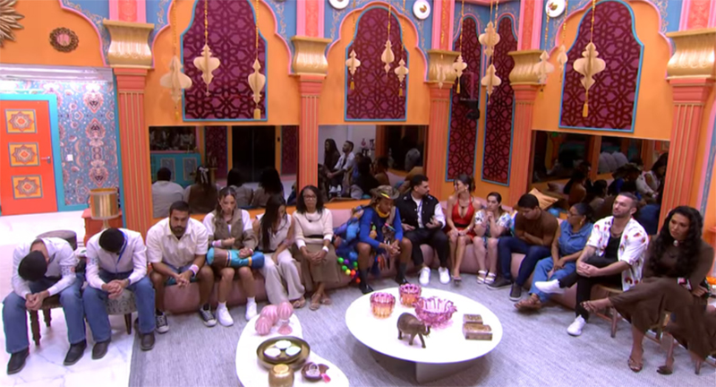 Participantes do BBB 25 na formação do Paredão: 'julgamento' do público (Imagem: Globoplay/Reprodução)