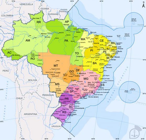 Mapa mostra a nova extensão do território marítimo entre parte da Região Norte e da Nordeste (Imagem: Agência Gov/Divulgação)