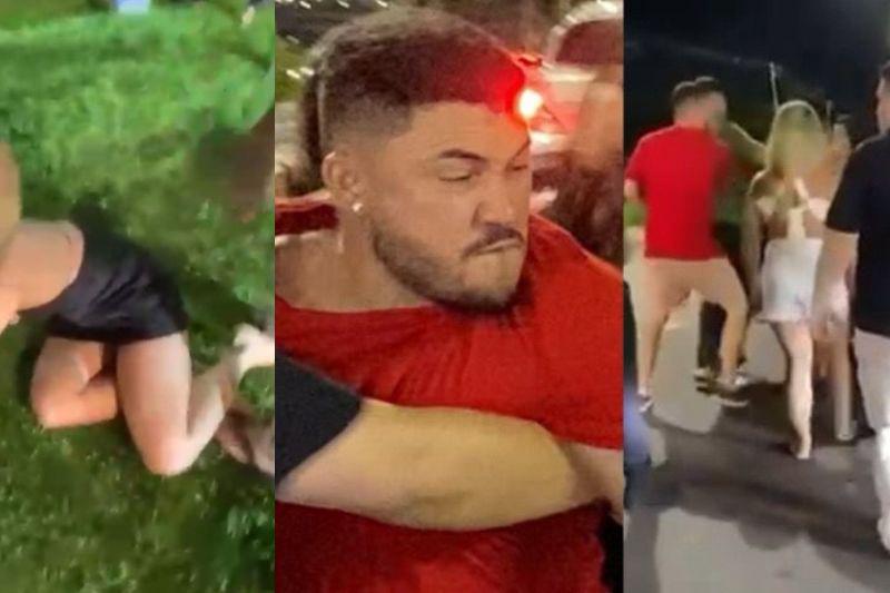 Vídeos nas redes sociais mostram confusão em briga de trânsito entre homem e mulheres (Imagens: WhatsApp/Reprodução)