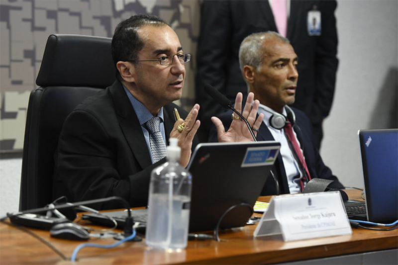 Senadores Jorge Kajuru (presidente) e Romário (relator): CPI indicia empresários (Foto: Roque de Sá/Agência Senado)