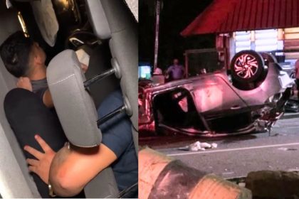 Dois suspeitos de furto ficaram presos nas ferragens do carro (Foto: Divulgação/Redes sociais)