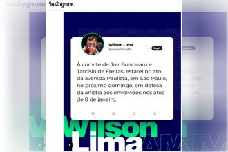 Governador Wilson Lima anunciou no Instagram participação em ato por anistia a golpistas (Imagem: Instagram/Reprodução)