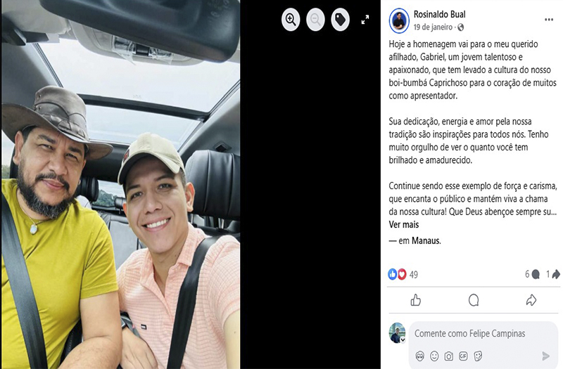 Postagem de Rosinaldo Bual com Gabriel no Instagram (Imagem: Instagram/Reprodução)