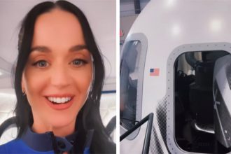 Cantora Katy Perry publicou foto dela e da cápsula da viagem no Instagram (Imagem: Instagram/Reprodução)