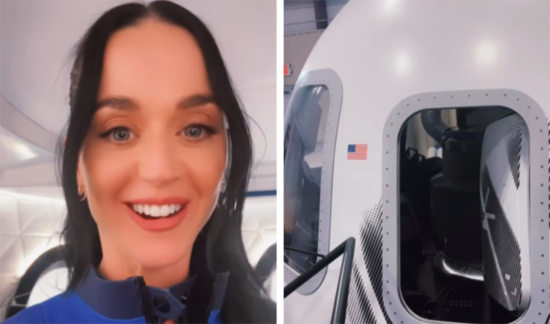 Cantora Katy Perry publicou foto dela e da cápsula da viagem no Instagram (Imagem: Instagram/Reprodução)