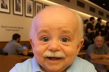 Ary Fontoura com cara de bebê e bigode: vovô reborn (Foto: Instagram/@aryfontoura)