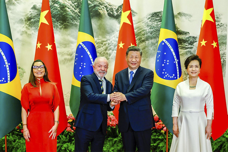 Janja, Lula, Xi Jinping e sua esposa Péng Lìyuán em encontro em Pequim: vazamento de fala sobre o TikTok (Foto: Ricardo Stuckert/PR)
