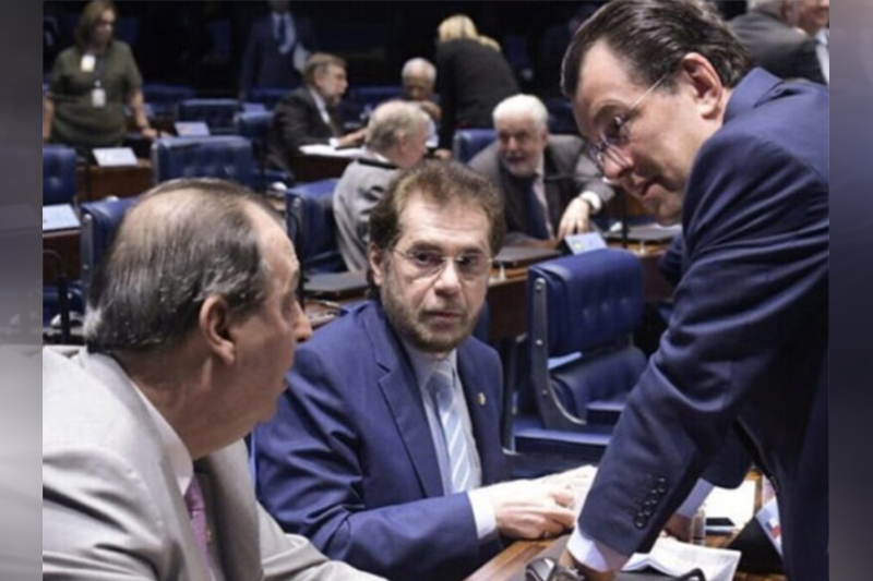 Senadores Omar Aziz, Plínio Valério e Eduardo Braga: defesa do marco do licenciamento ambiental (Foto: Waldemir Barreto/Agência Senado)