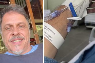 Guilherme Fontes revelou que foi picado por cobra e mostrou braço recebendo medicação (Fotos: Instagram/Reprodução)