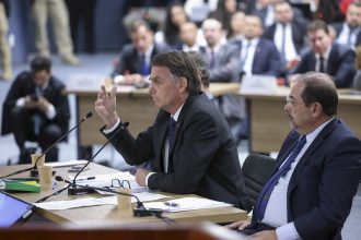 Jair Bolsonaro em depoimento a Moares: pedido de desculpas (Foto: Antonio Augusto/STF)