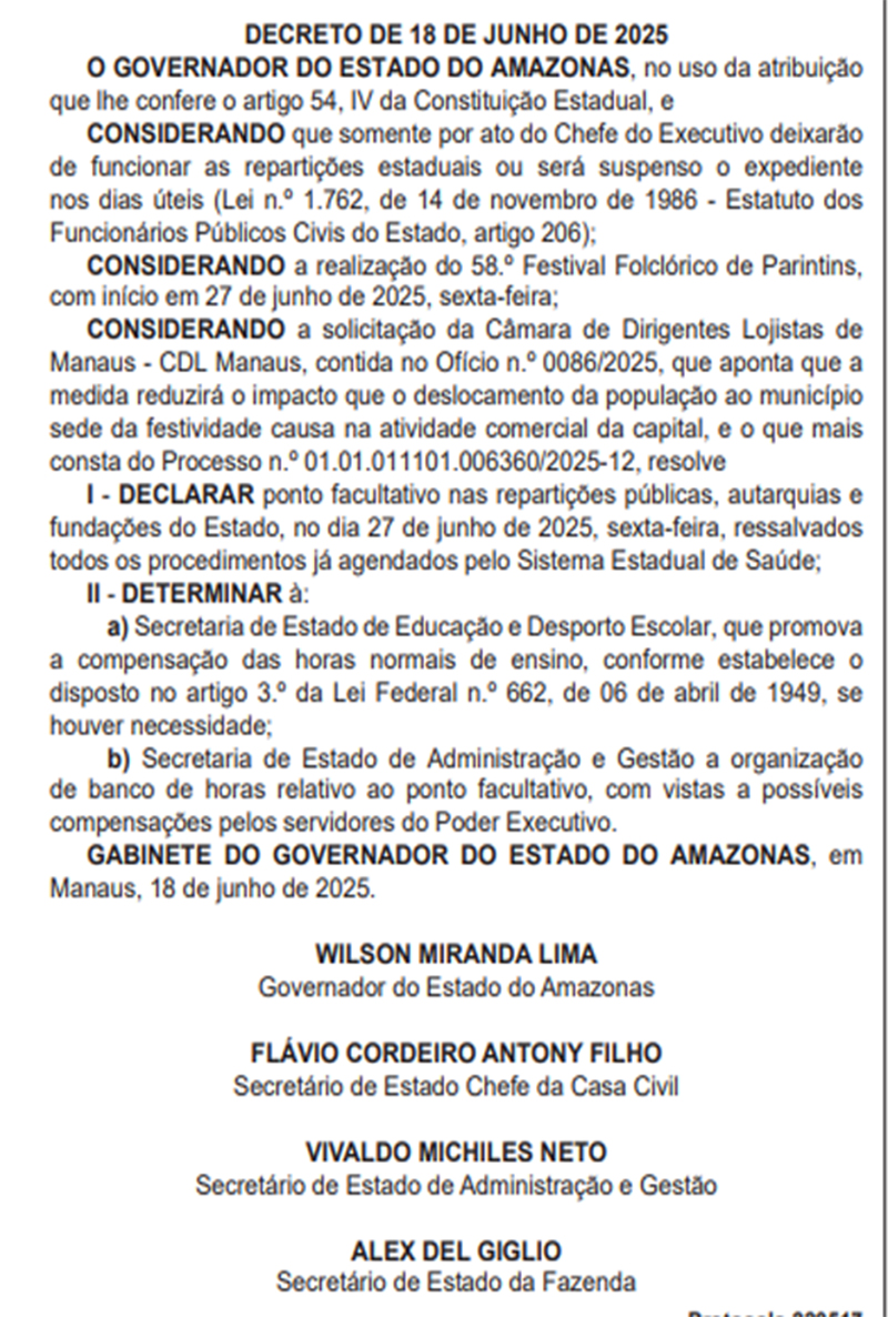 Decreto sobre ponto facultativo