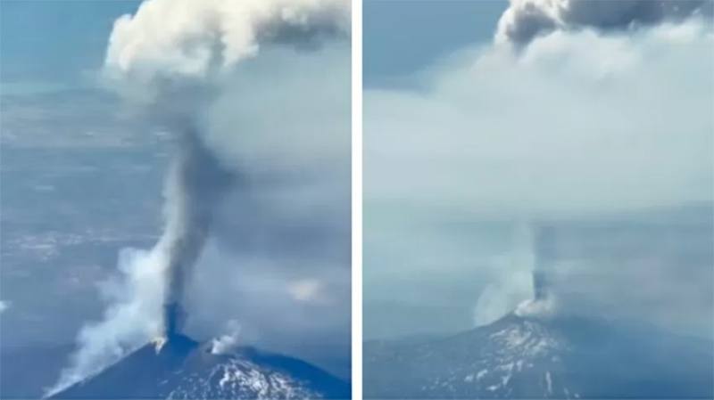 Imagens do vulcão Etna registradas pelo piloto Rafael Santoro de dentro da cabine de avião (Imagens: Instagram/Reprodução)