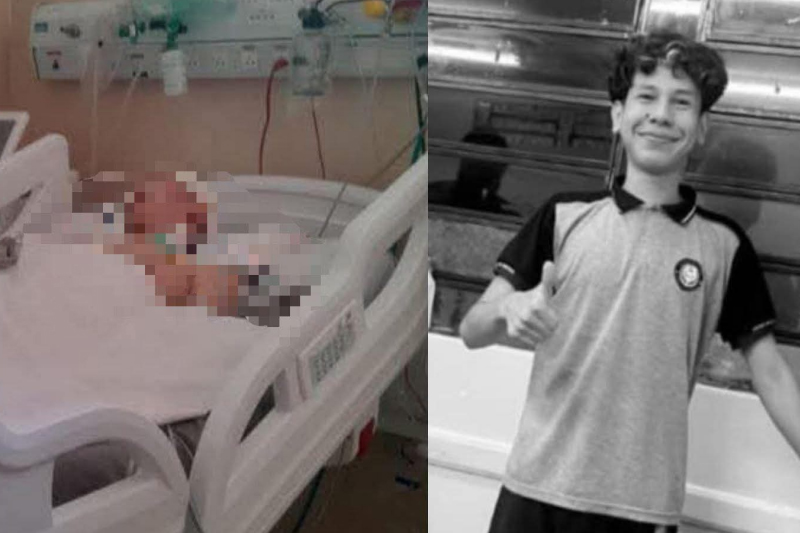 Fernando Vilaça no Hospital e em imagem na rede social: vítima de crime brutal (Fotos: WhatsApp/Reprodução)