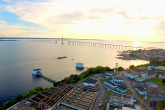 Estação de capitação e tratamento de água Ponta do Ismael : serviço de manutenção interrompe fornecimento de água (Foto: Águas de Manaus/Divulgação)