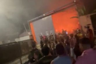 Imagens divulgadas nas redes sociais mostram momentos do incêndio. (Imagem: WhatsApp/Reprodução)