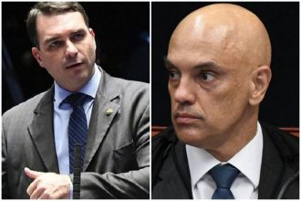 Flávio Bolsonaro pediu impeachment de Alexandre de Moraes (Fotos: STF e Roque de Sá/Agência Senado)