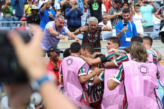 Jogadores e torcedores comemoraram gol de Hércules para o Fluminense (Foto: Lucas Merçon/Fluminense F.C)