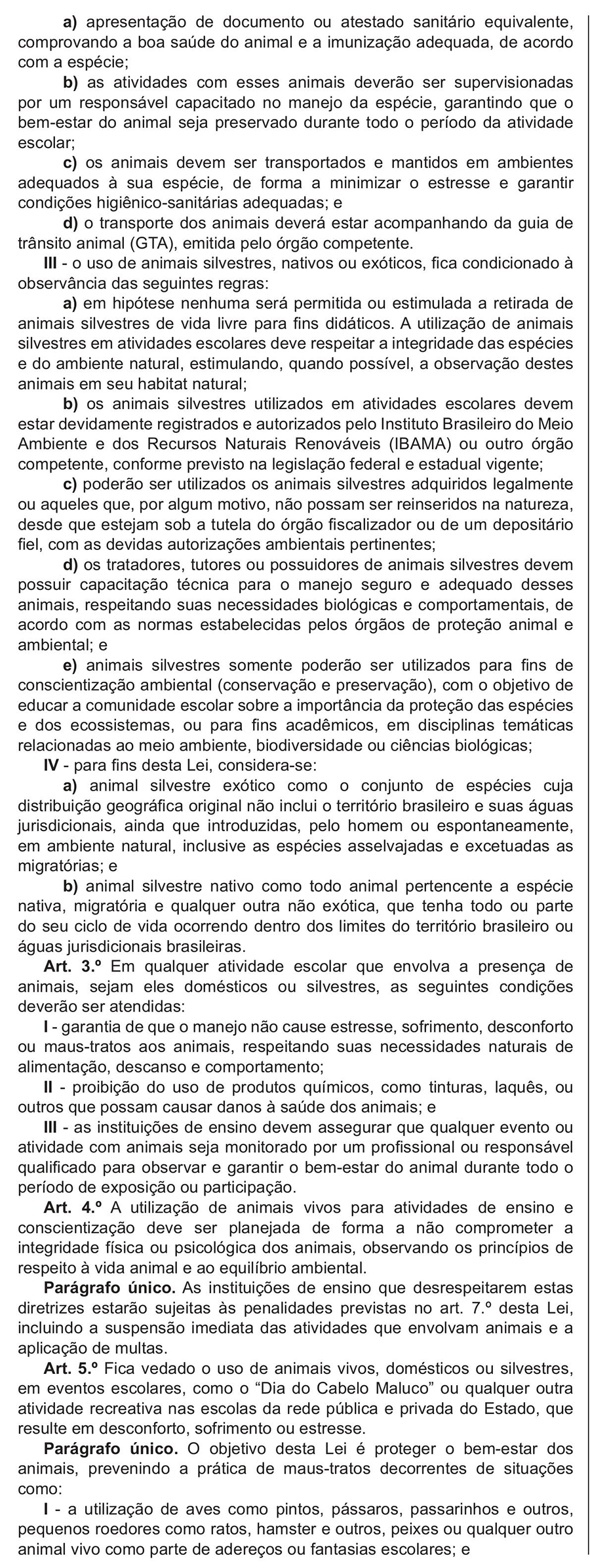 Lei sobre o uso de animais em escolas 2