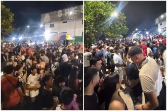 Festas na rua, as chamadas 'adegas', atraem milhares de jovens em Manaus (Imagens: WhatsApp/Reprodução)