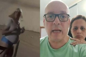 Pastor Eduardo Costa de calcinha e peruca e com a esposa em vídeo no Instagram explicando performance (Imagens: Instagram/Reprodução)