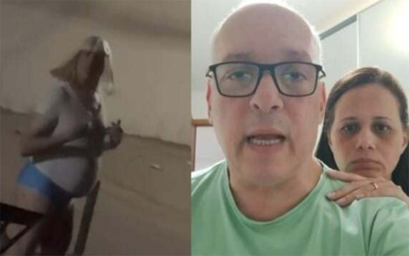 Pastor Eduardo Costa de calcinha e peruca e com a esposa em vídeo no Instagram explicando performance (Imagens: Instagram/Reprodução)