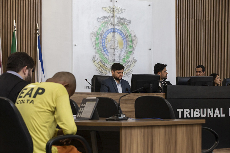 Sidney da Silva Augustieres Junior ficou calado durante o julgamento (Foto: Raphael Alves/TJAM)