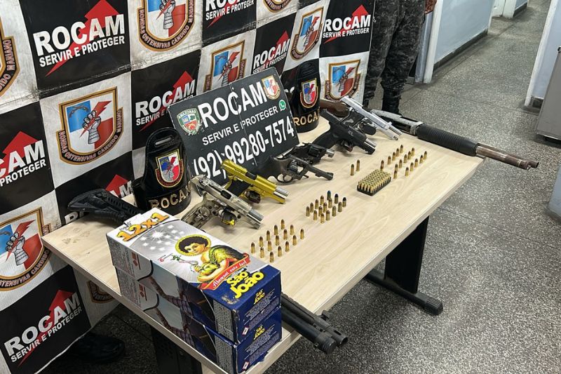 Entre as armas estão pistolas e escopetas (Foto: Divulgação/PM-AM)