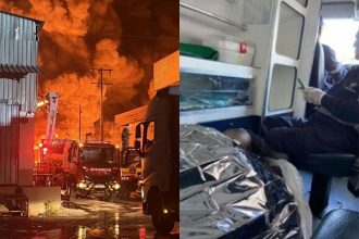 Fogo começou no início da tarde de terça-feira e durou toda a noite. Jovem grávida que sofreu queimaduras está estável (Foto: WhatsApp/Reprodução)