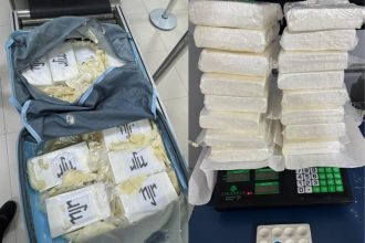 A droga estava escondida no forro de uma mala (Foto: Divulgação/PF)