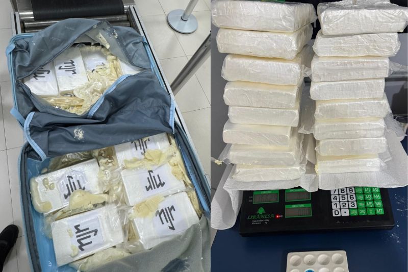 A droga estava escondida no forro de uma mala (Foto: Divulgação/PF)