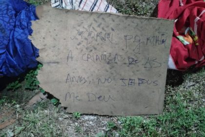 Bilhete foi encontrado no corpo de homem ainda não identificado (Foto: WhatsApp/PM-AM/Reprodução)