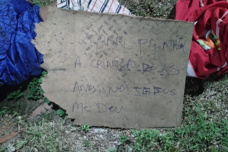 Bilhete foi encontrado no corpo de homem ainda não identificado (Foto: WhatsApp/PM-AM/Reprodução)