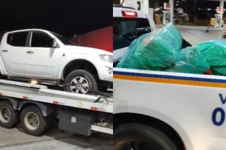 Motorista foi preso e 580 tabletes de maconha do tipo skunk foram apreendidos (Foto: WhatsApp/Reprodução)