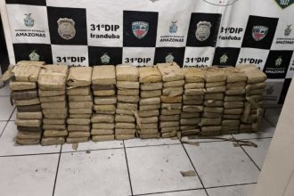 Tabletes de maconha apreendidos em barco: droga será incinerada (Foto: Divulgação/PM-AM)