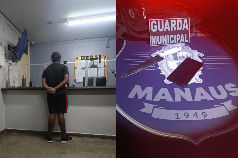 Adolescente de 17 anos foi apreendido após ser encontrado com faca e celular roubado (Foto: Divulgação/Semseg)