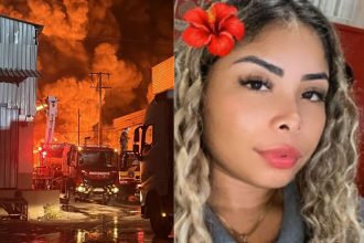 Incêndio nas fábricas e Letícia Gomes, que sofreu queimaduras: "grata por estar viva" (Imagens: Redes sociais/Reprodução)