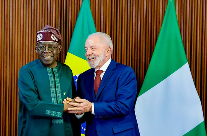 Bola Tinubu, presidente da Nigéria, em encontro com Lula que defendeu livre comércio (Foto: Ricardo Stuckert/PR)