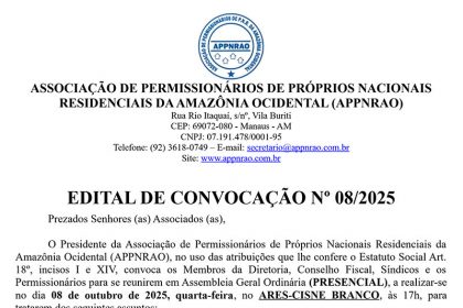 Edital de Convocação Assembleia Geral APPNRAO